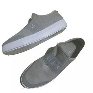 GUESS Gray Women Slip On Flat Denim Canvas Loafers